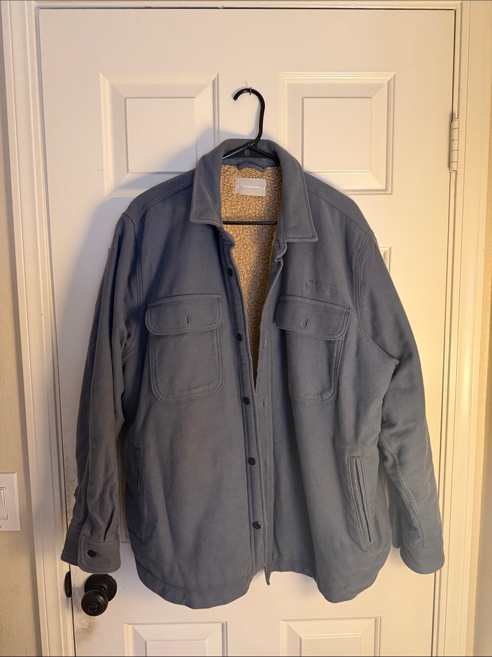 Everlane Men's Sherpa-Lined Shacket Jacket - Light Blue